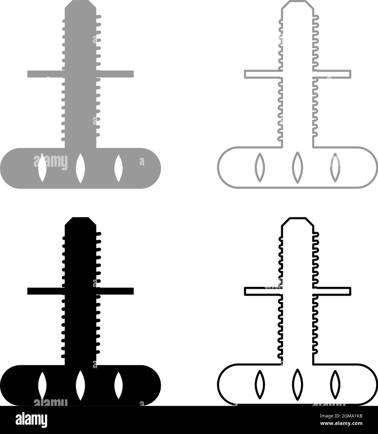 Adjustable support furniture legs set icon grey black color vector illustration flat style
