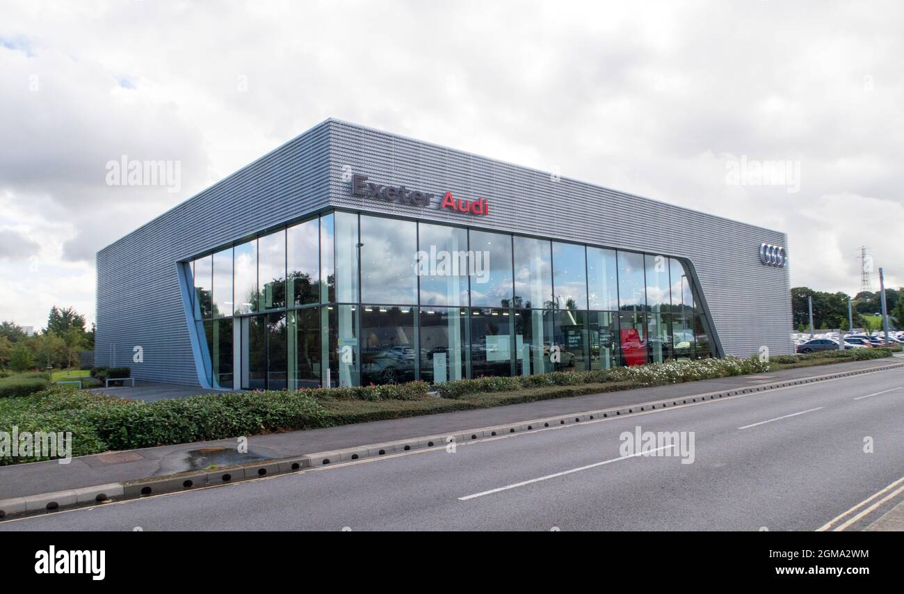 Exterior of Audi car showrtoom and dealer, Exeter Audi Stock Photo Alamy