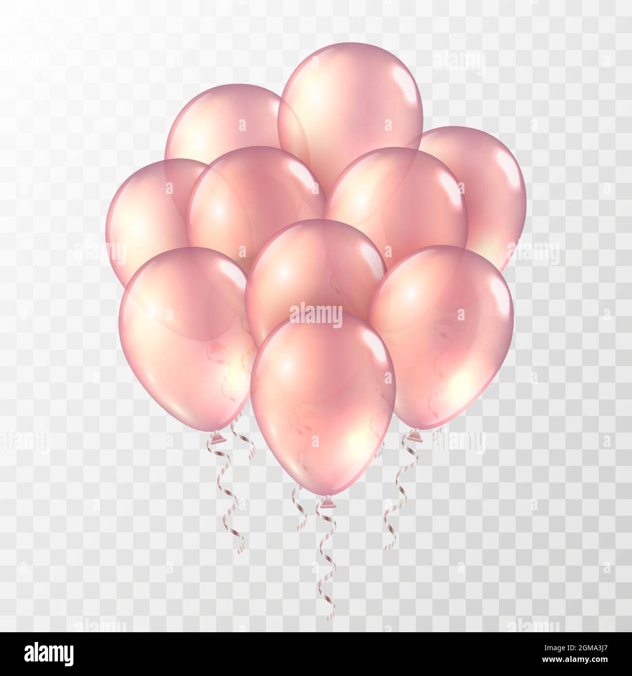 Pink balloons. Bunch of helium golden rose baloons. Gold realistic ballon  vector illustration Stock Vector Image & Art - Alamy