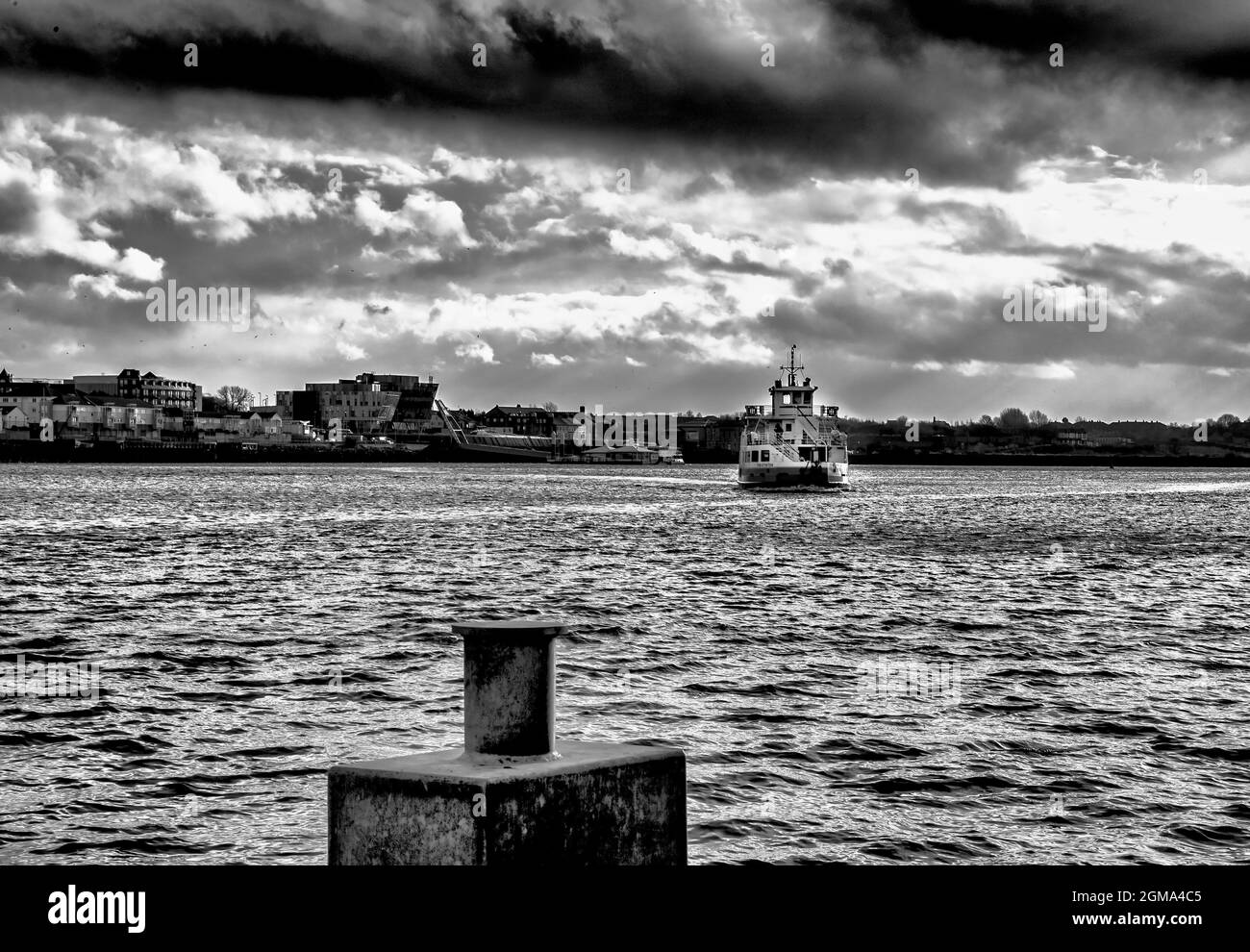 Ferrt on the River Tyne coming from South Shields to North Shields Stock Photo