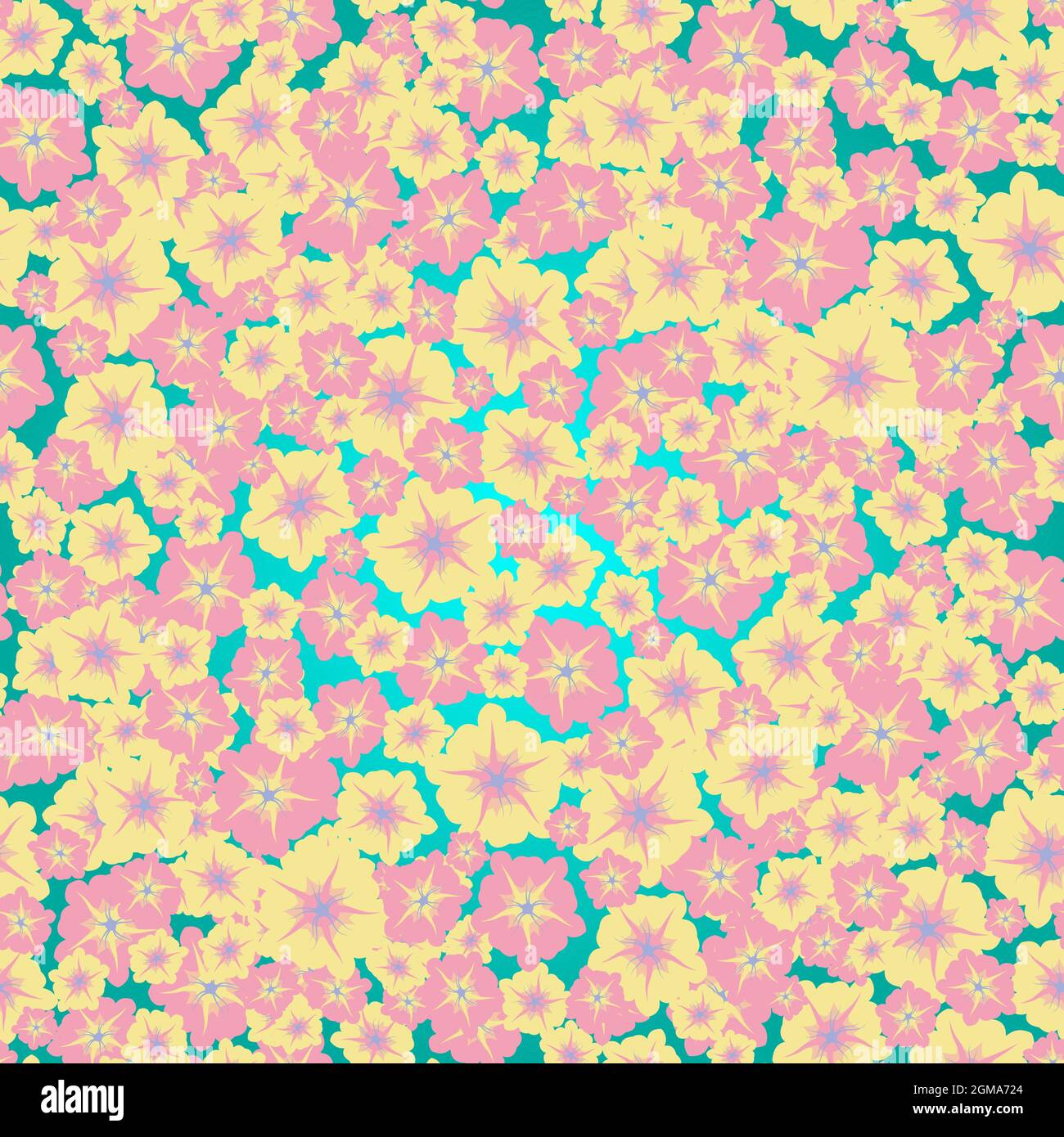 Delicate flowers seamless pattern. Yellow and pink pastels. Gradient background Stock Vector