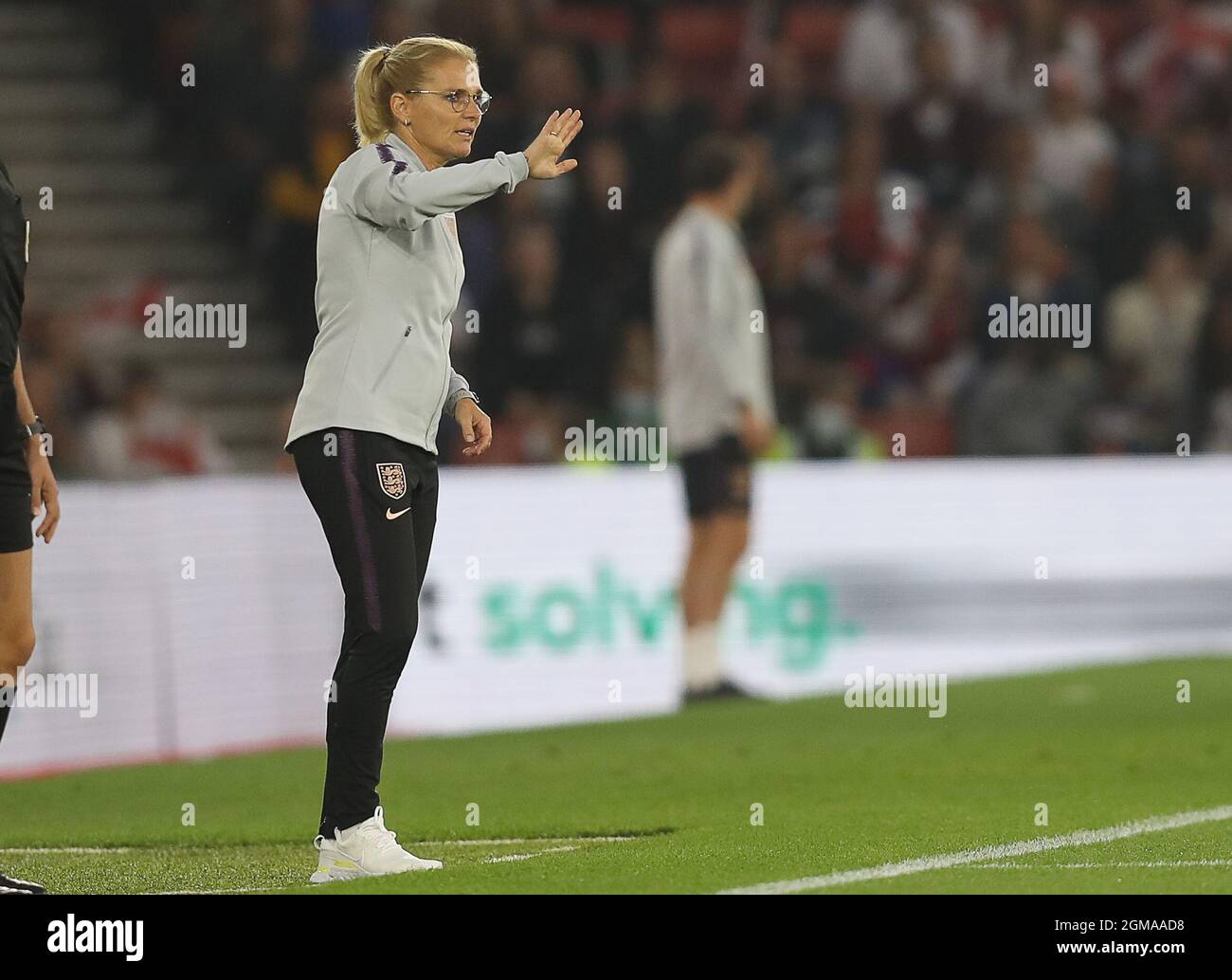 Southampton, UK. 17th September 2021. Sarina Wiegman, Manager of England during the FIFA 2023 Women's World Cup Qualifying match at St Mary's Stadium, Southampton. Picture credit should read: Paul Terry / Sportimage Stock Photo