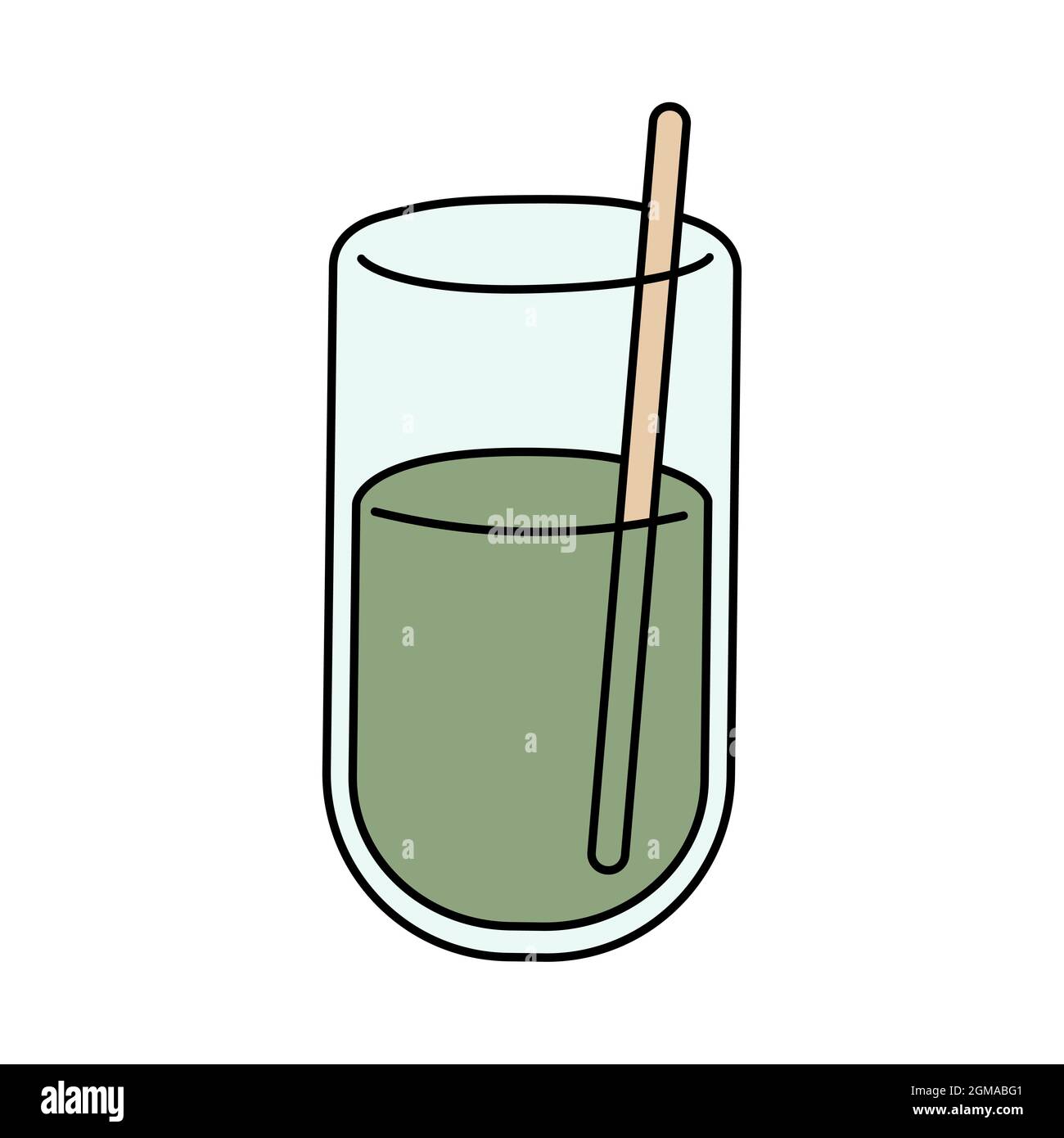 Healthy and tasty avocado smoothie in a glass transparent glass with a straw.  The glass is transparent with any background. Summer green fruit drink  Stock Vector Image & Art - Alamy