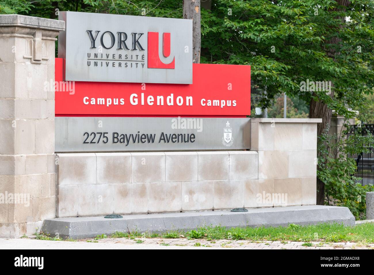 Entrance sign of York University Glendon Campus located in 2275 Bayview ...