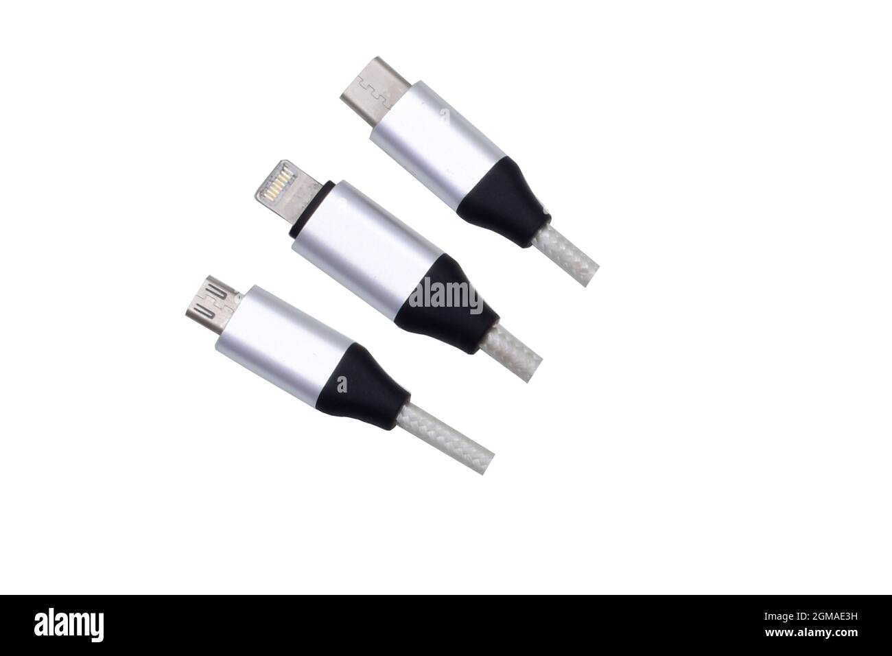 three different type of usb isolated on white background Stock Photo