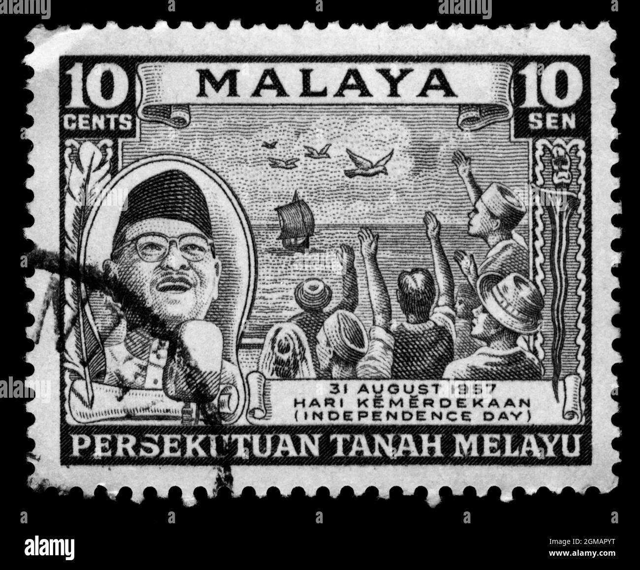 Stamp print in Malaya,1957 Stock Photo - Alamy