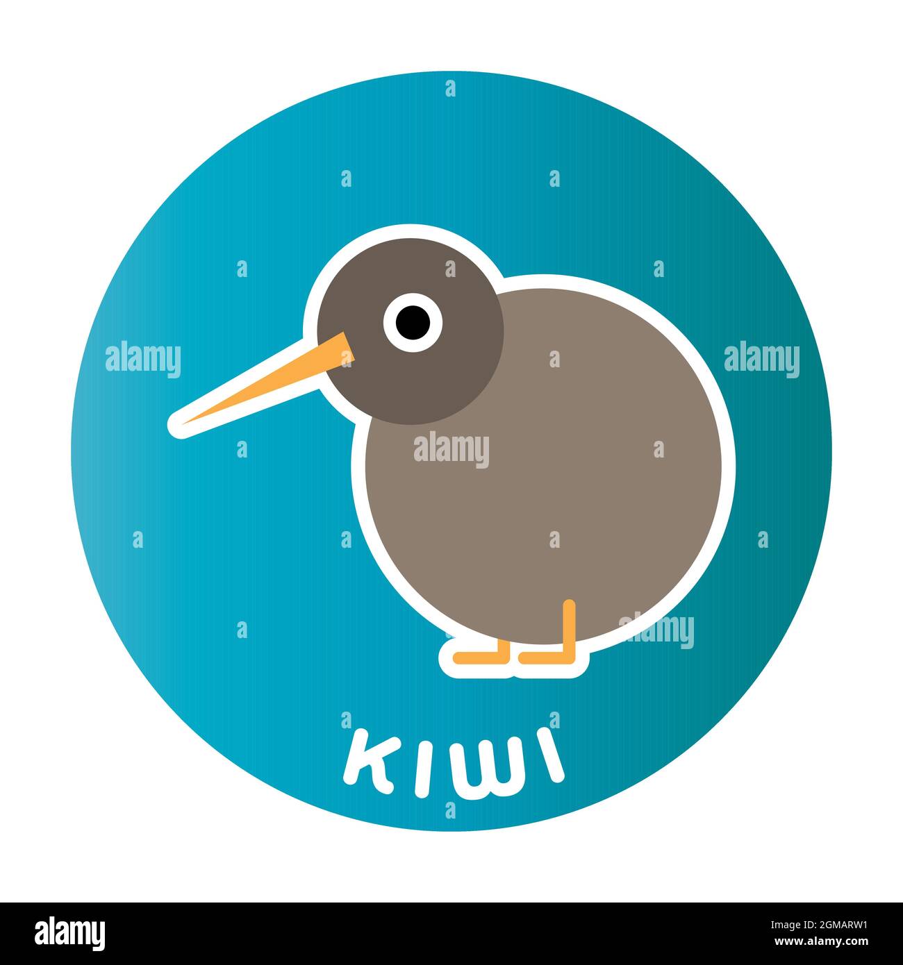 Happy Kiwi Bird - funny cartoon animal. Children character. Simple vector  illustration with dropped shadow Stock Vector Image & Art - Alamy