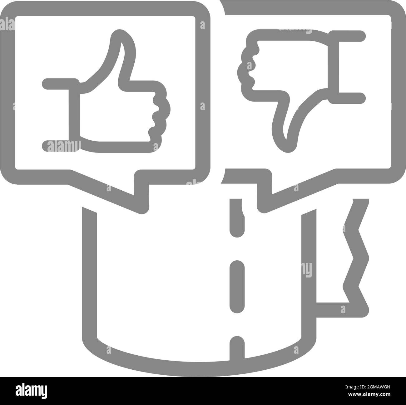 Toilet paper with thumb up and thumb down in speech buble line icon. Paper  roll, napkins, voting, like, dislike symbol Stock Vector Image & Art - Alamy
