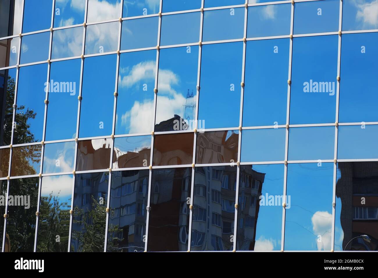 glass office building reflection sky cloud Stock Photo - Alamy