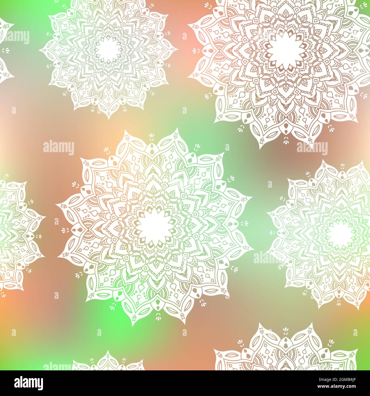 Seamless pattern with hand drawn mandala. Vector illustration isolated ...
