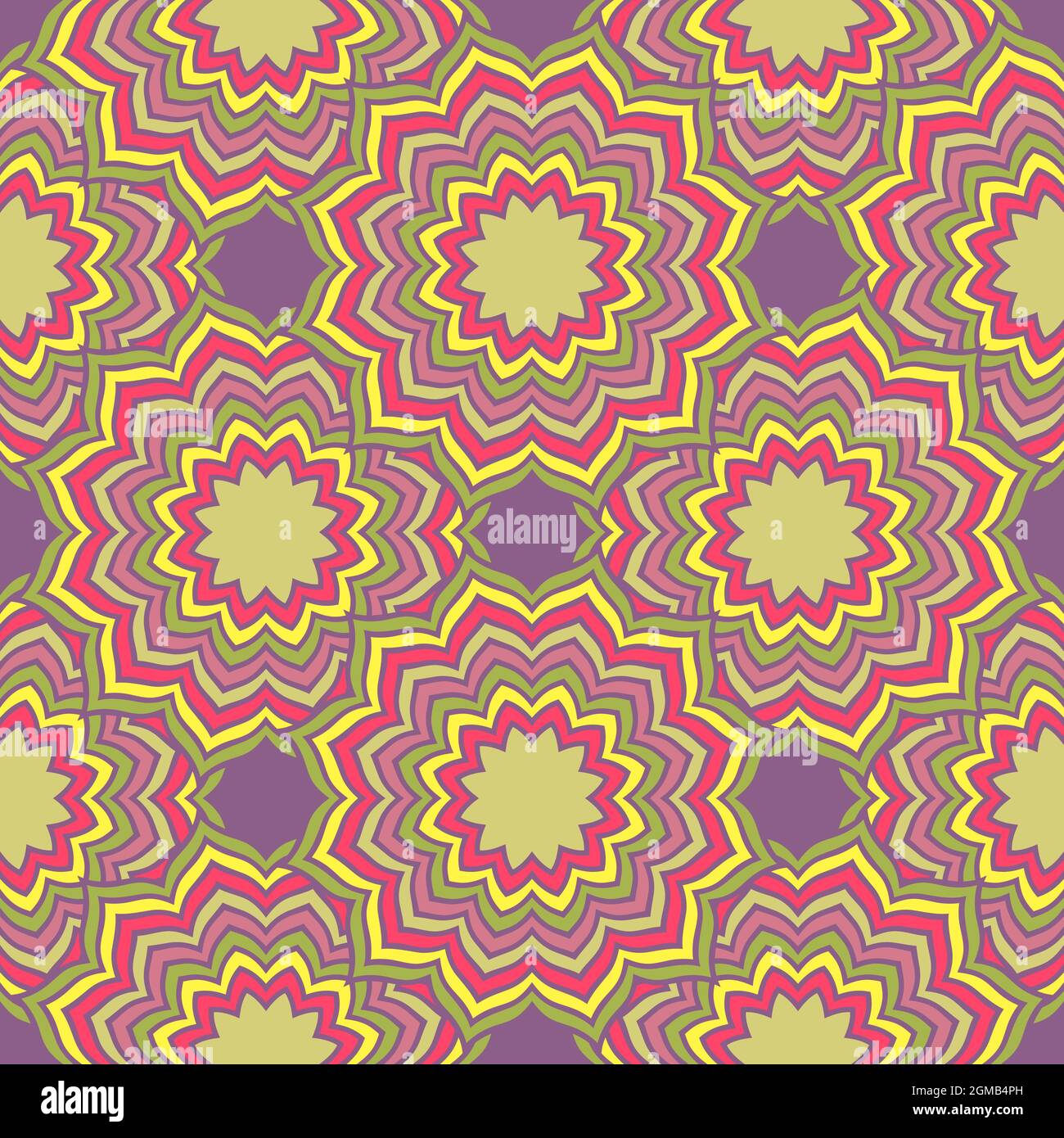 Seamless pattern with hand drawn mandala. Vector illustration isolated on colored background. Stock Vector