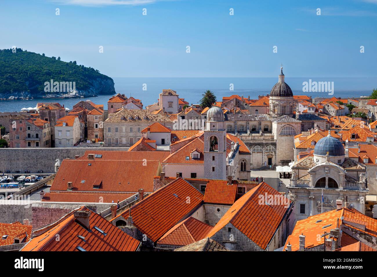 Orange roofed buildings of old town Dubrovnik, Croatia Stock Photo