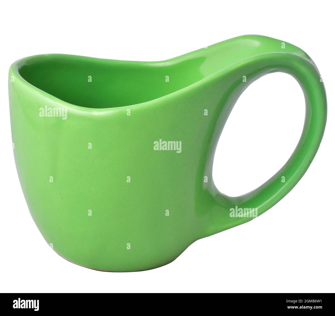 green mug isolated on white background, ceramic pot Stock Photo