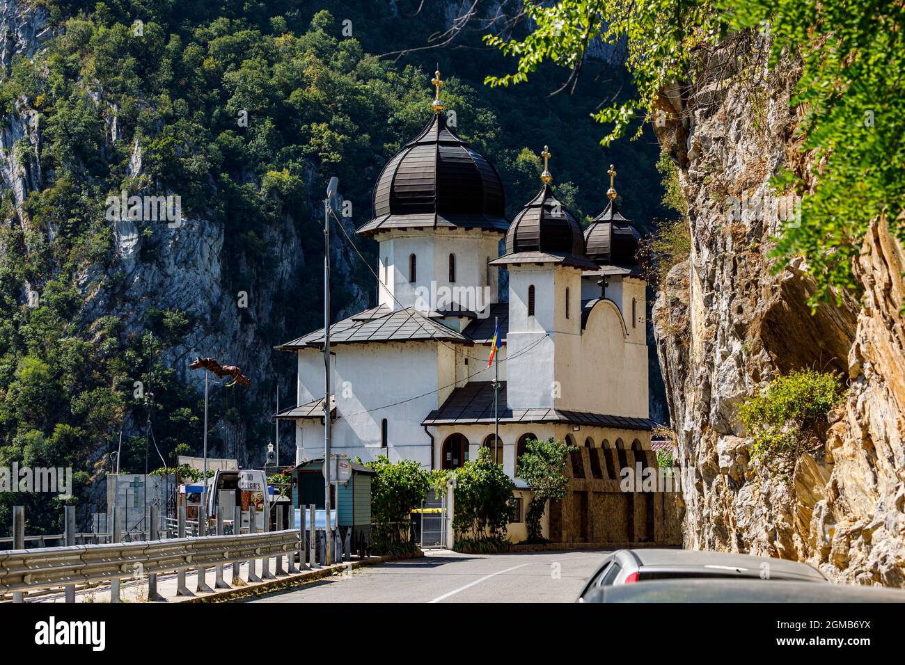 The Mraconia Monastery at the Danube River in Romania Stock Photo
