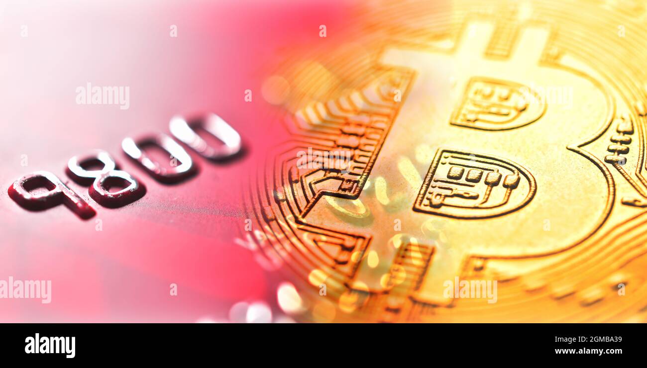 Bitcoin with credit card background, cryptocurrency banner, digital money  Stock Photo - Alamy