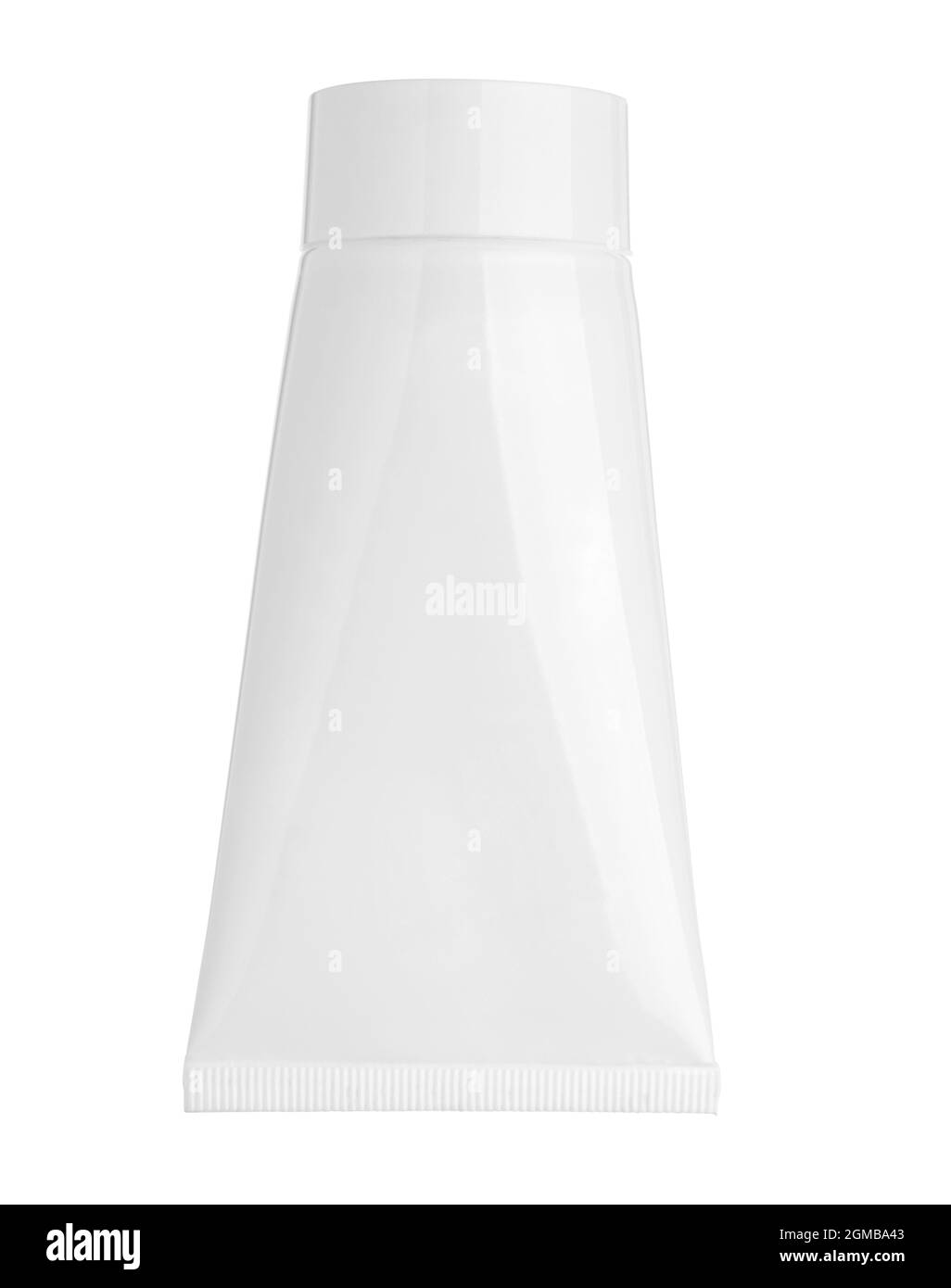 close up of a blank white cream tube on white background with clipping path Stock Photo
