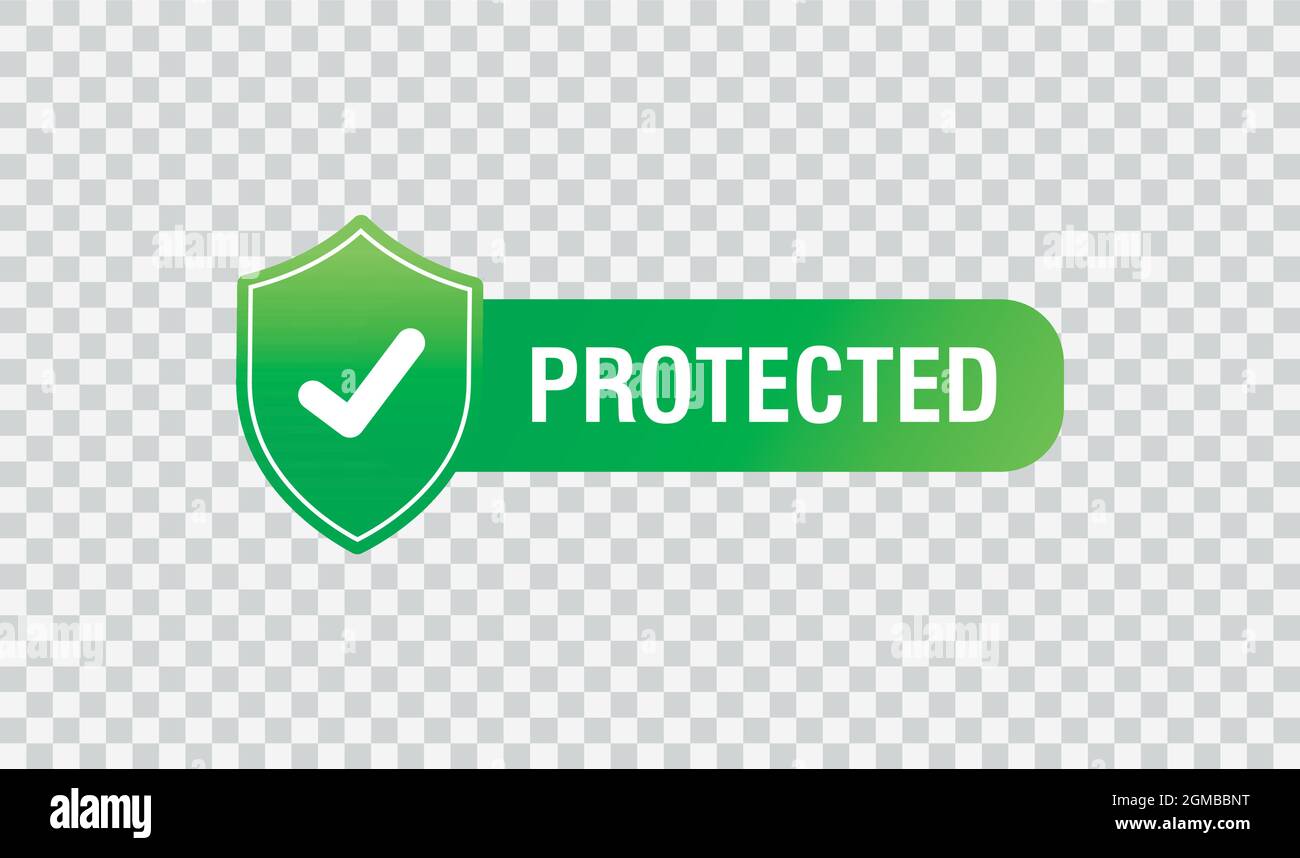 Protected stamp vector isolated on transparent background. Vector illustration Stock Vector