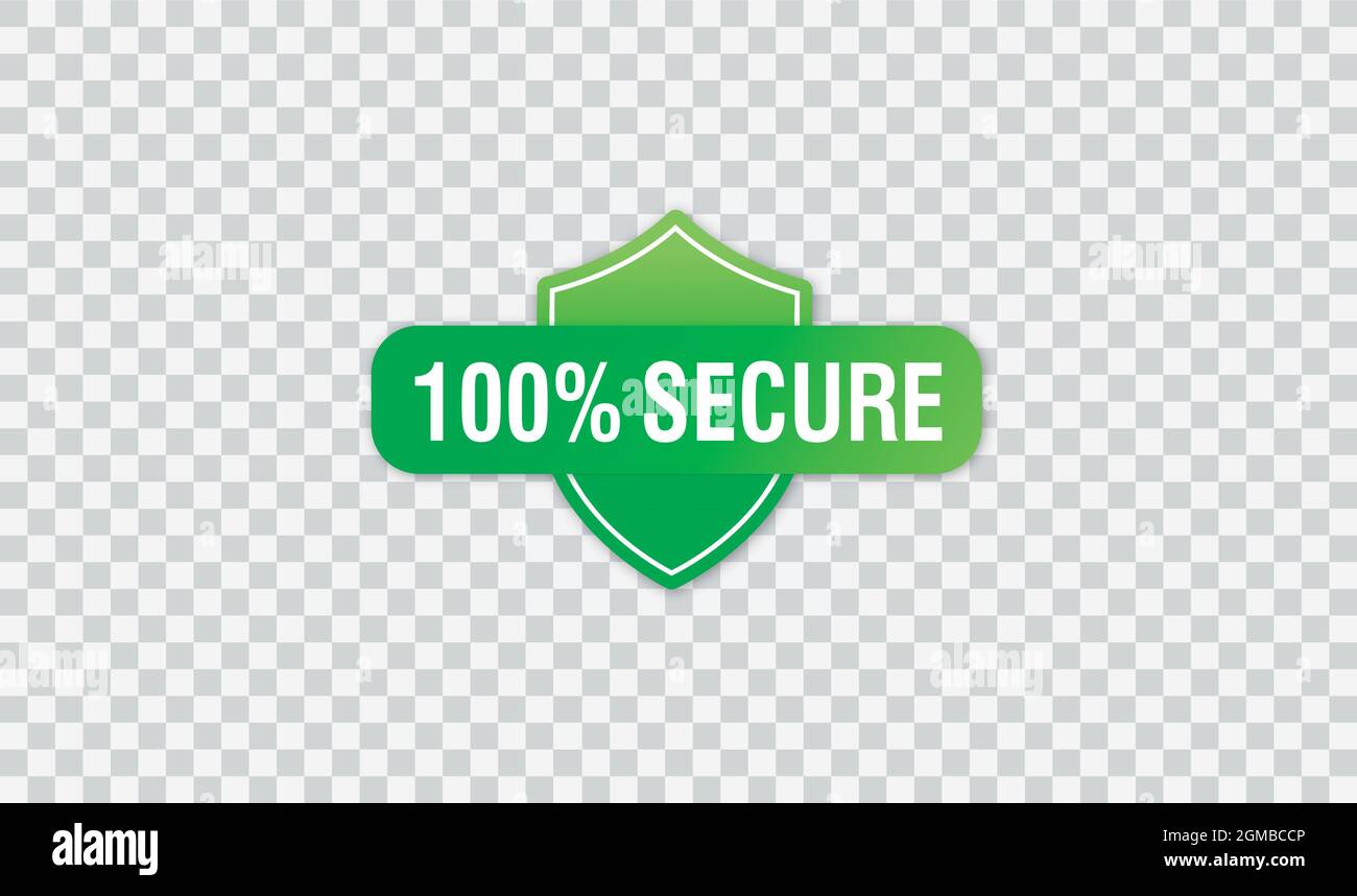 100 Secure grunge vector icon. Badge or button for commerce website. Sign on transparent background. Vector illustration Stock Vector