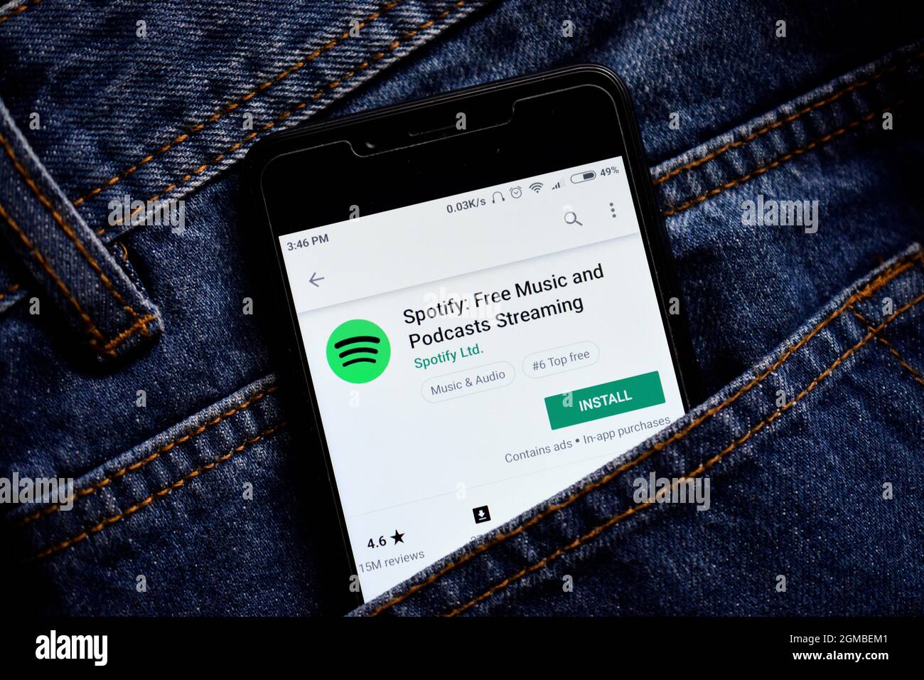 Delhi, india, May 13, 2019: spotify music application, spofity app in play store Stock Photo