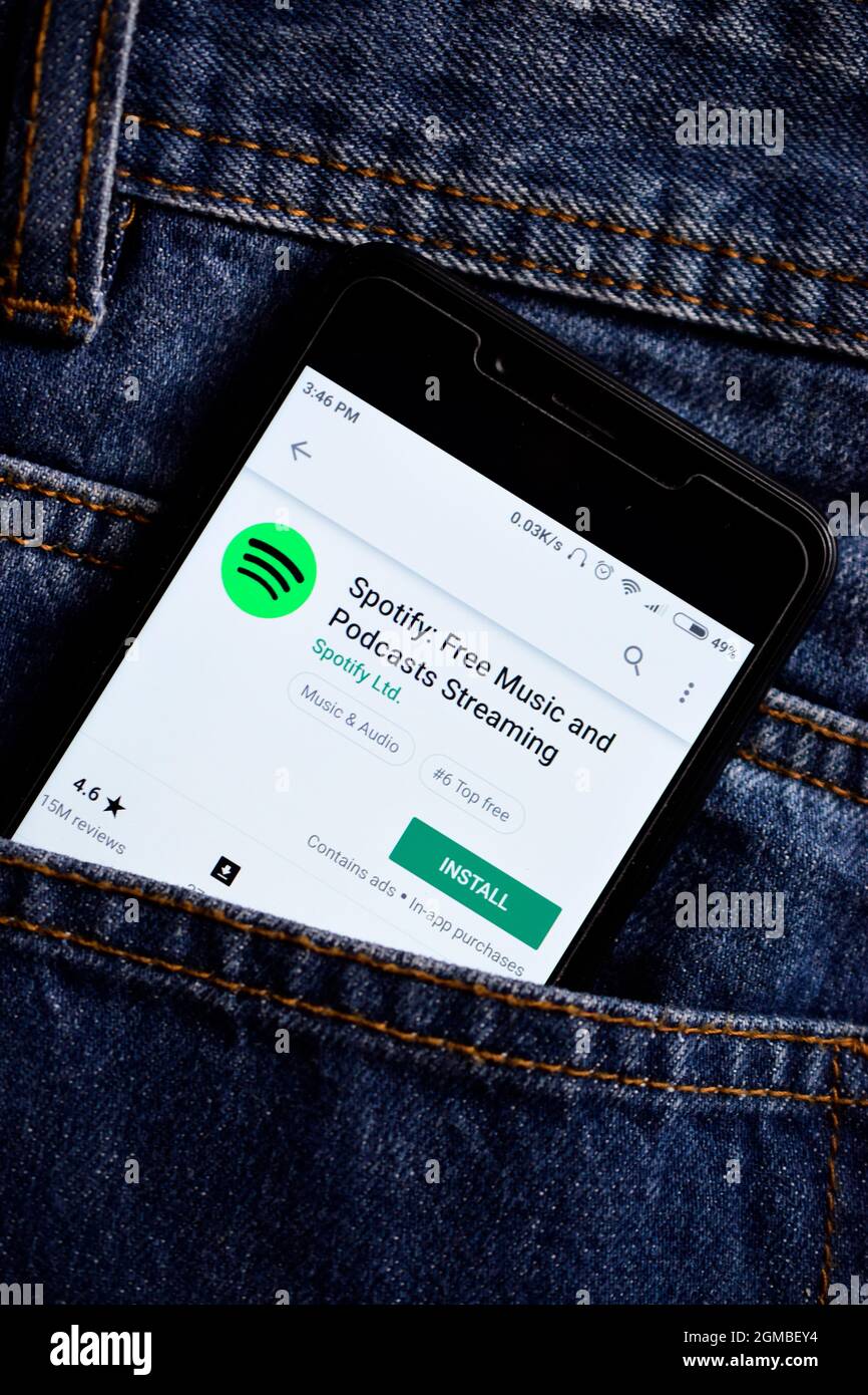 Delhi, india, May 13, 2019: spotify music application, spofity app in play store Stock Photo