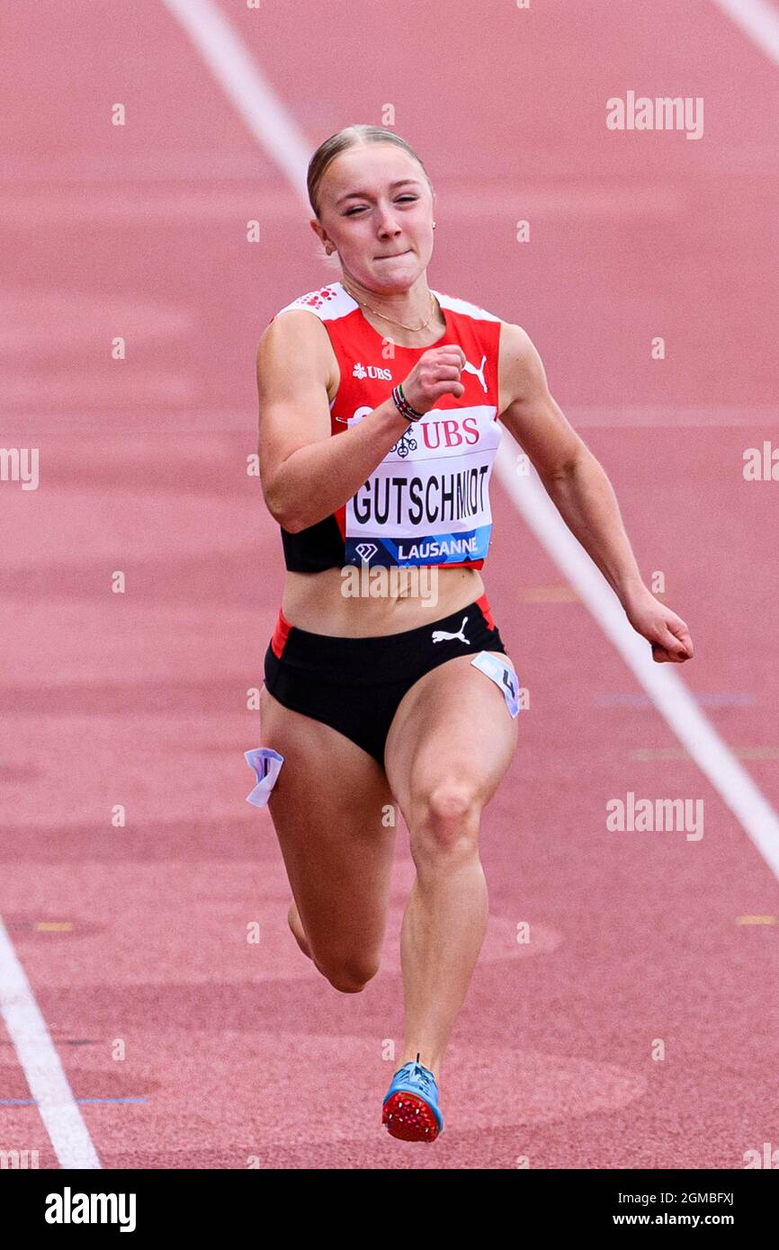 LAUSANNE, SWITZERLAND - AUGUST 26: Melissa Gutschmidt of Switzerland runs  the 100M Women's Final at Stade Olympique Pontaise on August 26, 2021 in  Lausanne, Switzerland. (Photo by JustPicturesPlusJust PicturesSipa USA  Stock Photo - Alamy