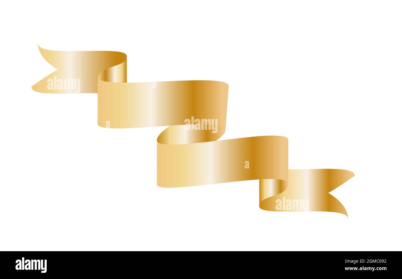 Gold colorful curved ribbon on white background. Vector Illustration ...