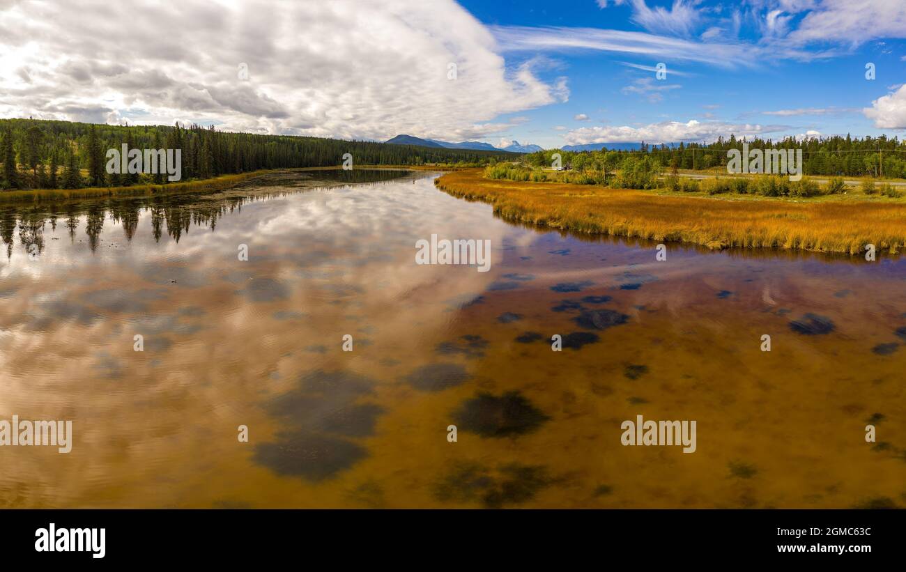 Pollywog Marshes. Very unique perspective of ponds and wetlands in Cariboo Region in British Columbia, Canada Stock Photo