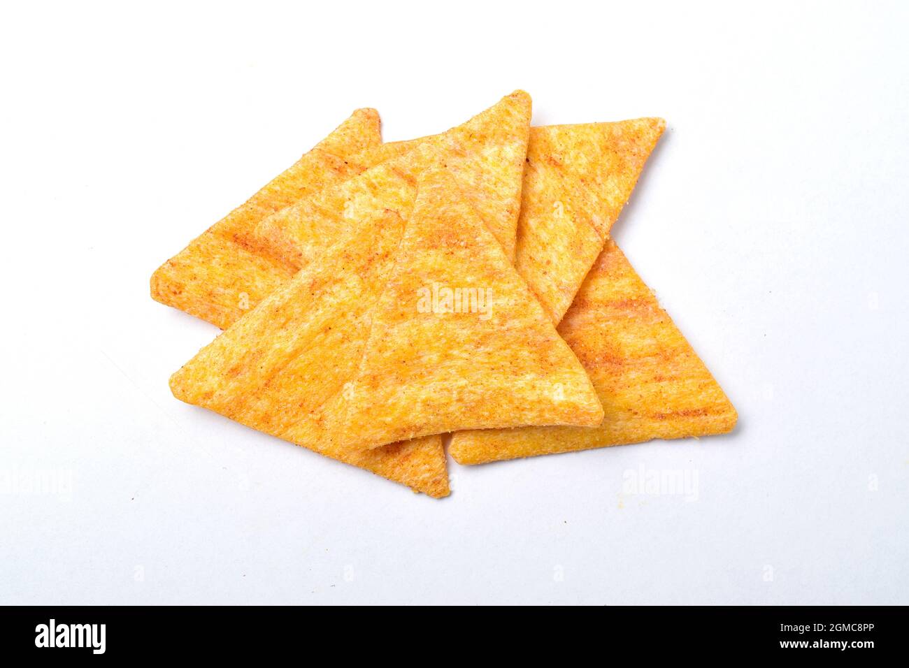 triangle corn chips isolated on white background Stock Photo Alamy