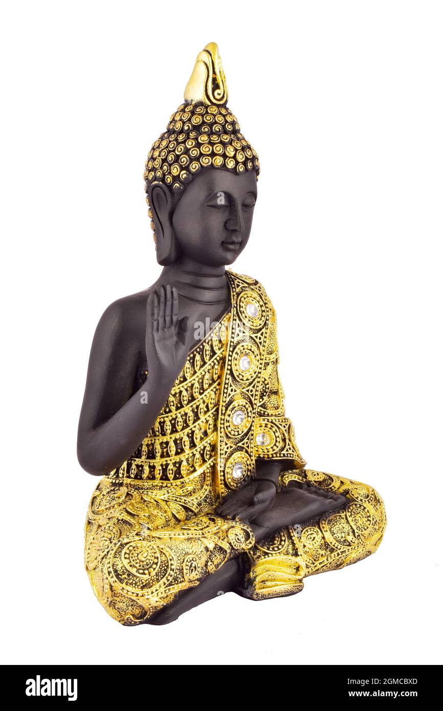 Side view of buddha statue isolated on white background with clipping path Stock Photo