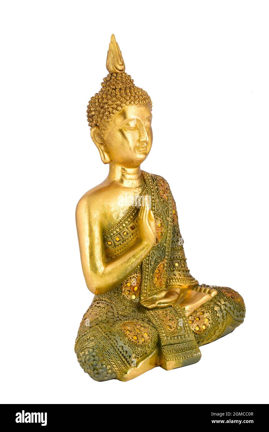 Buddha Statue Isolated on White Background With Clipping Path Stock Photo