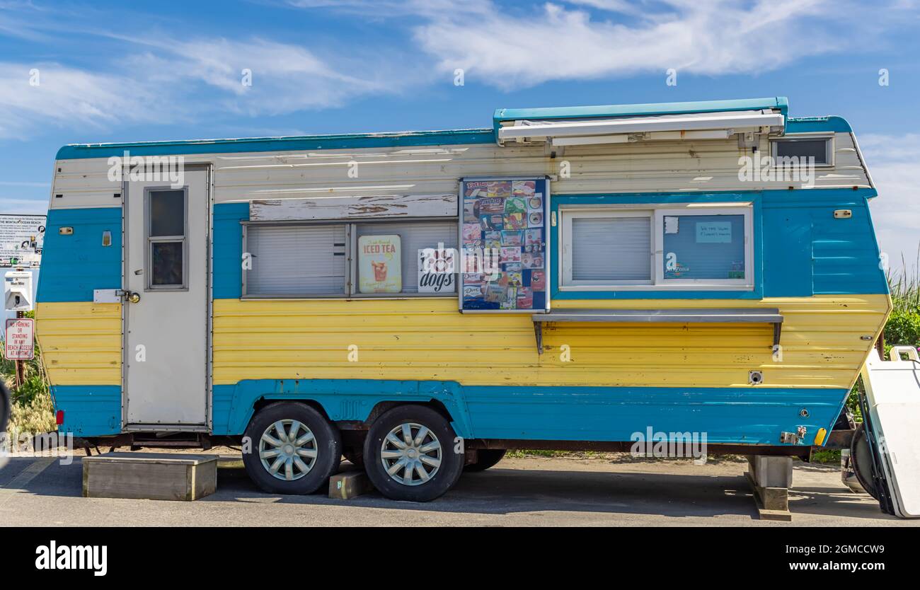 camper at ditch plains that sells food in Montauk, NY Stock Photo Alamy