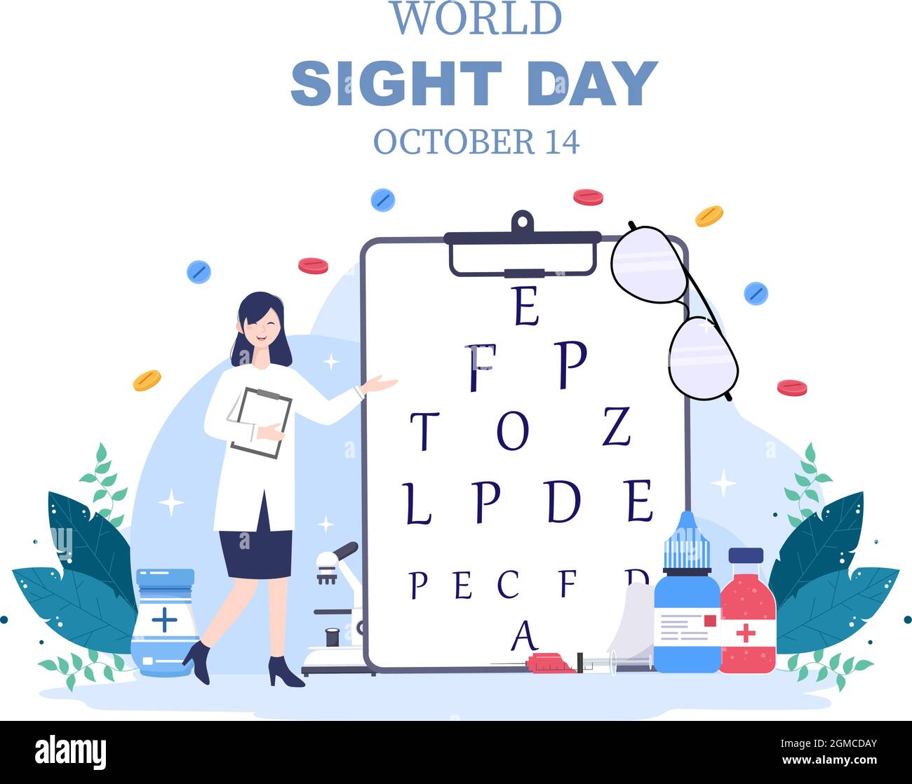 World Sight Day Background Vector Illustration Which is Commemorated Every Year for Where to Check Vision, Blindness, and Visual Impairment on the Eye Stock Vector