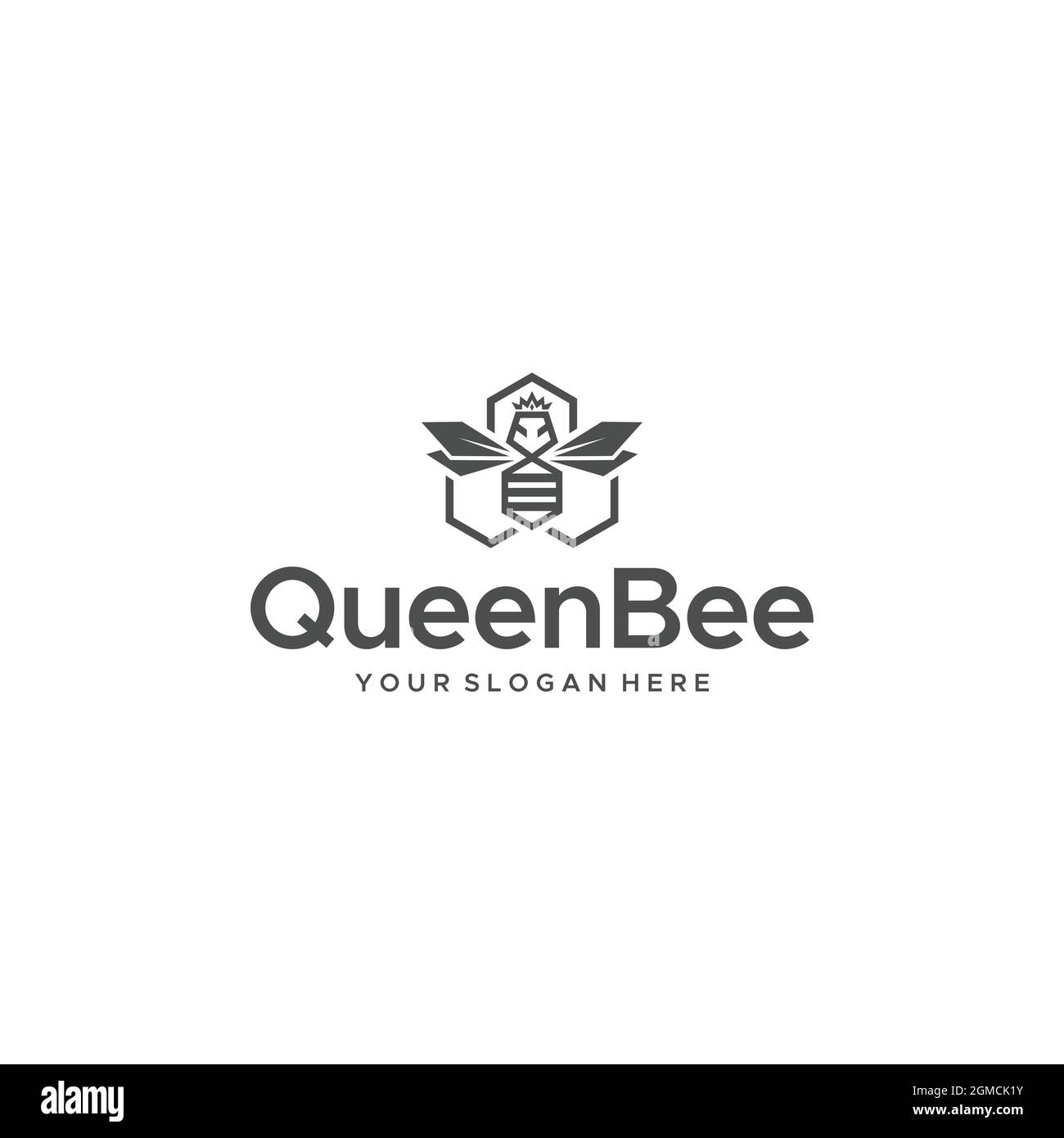 modern minimal Queen Bee hive Crown Logo design Stock Vector