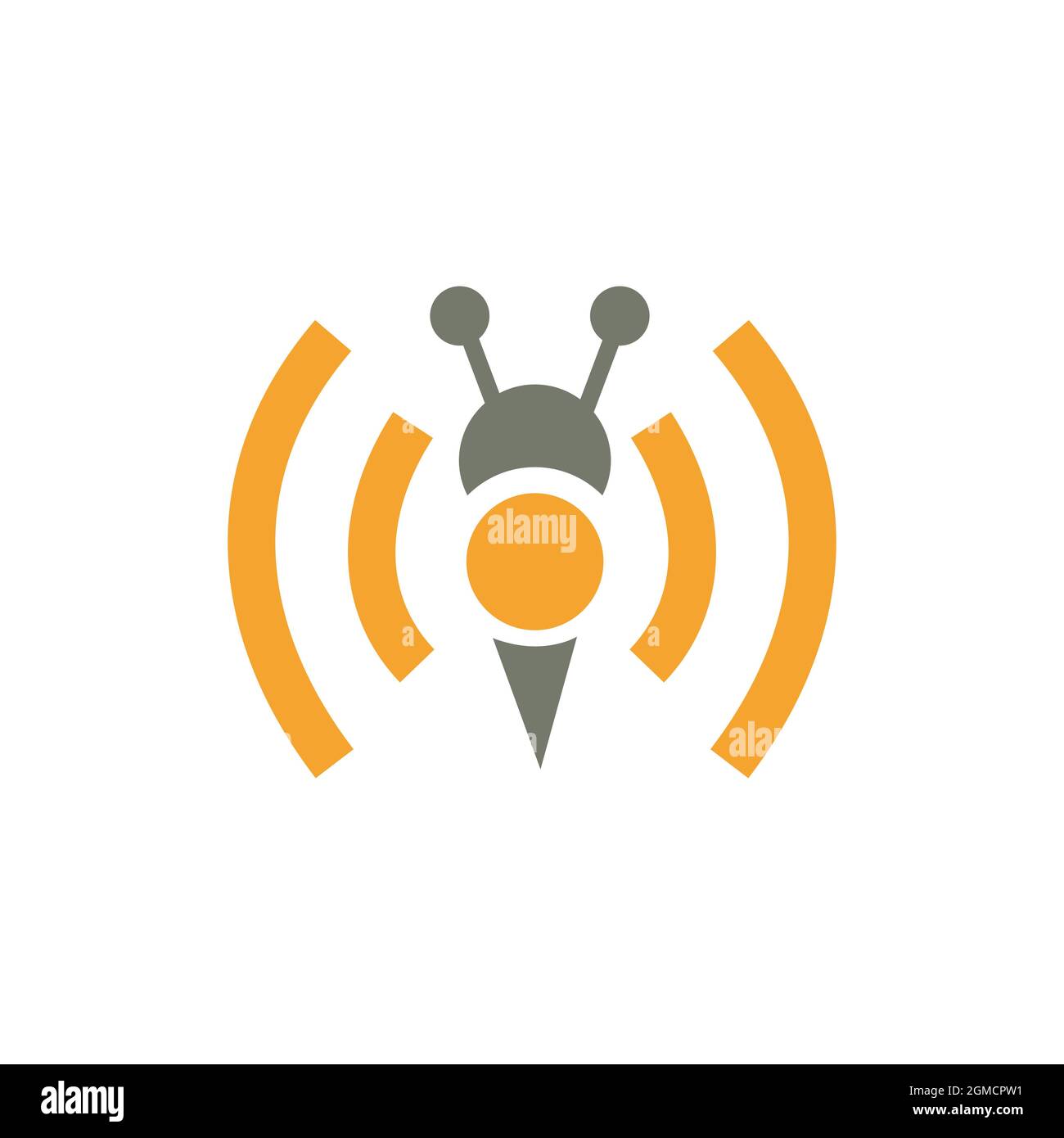 abstract bee podcast logo icon flat concept vector graphic design Stock Vector