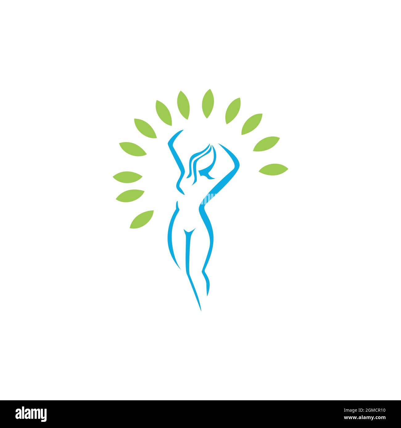 abstract woman nature leaves logo icon flat concept vector graphic design Stock Vector