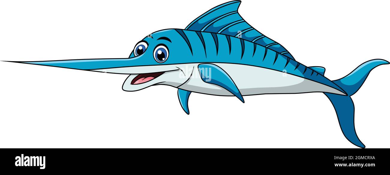 Cute Swordfish cartoon vector illustration Stock Vector