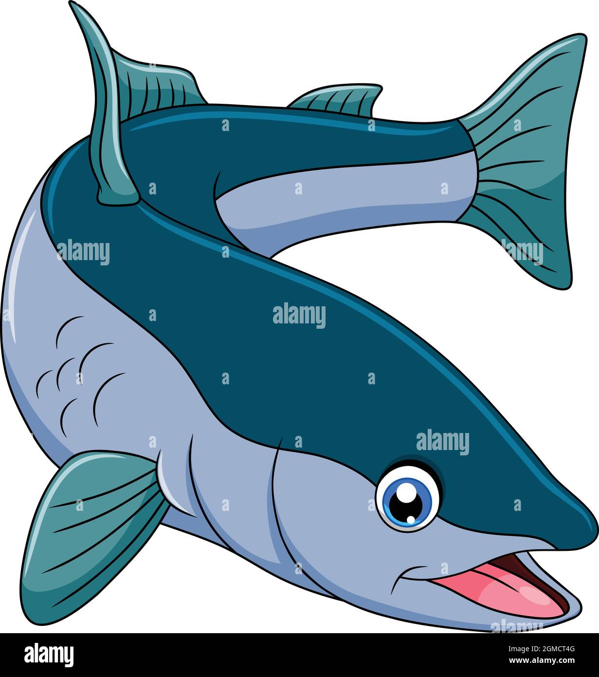 Cute Salmon fish cartoon vector illustration Stock Vector