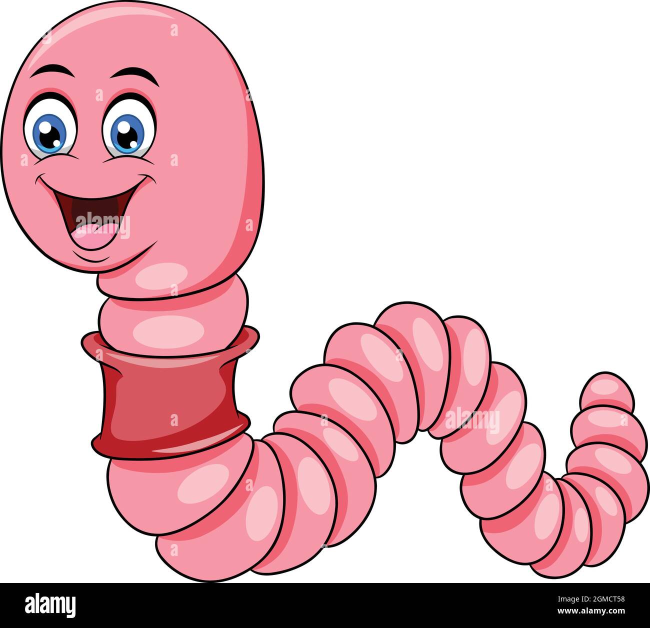 Cute Earthworm cartoon vector illustration Stock Vector