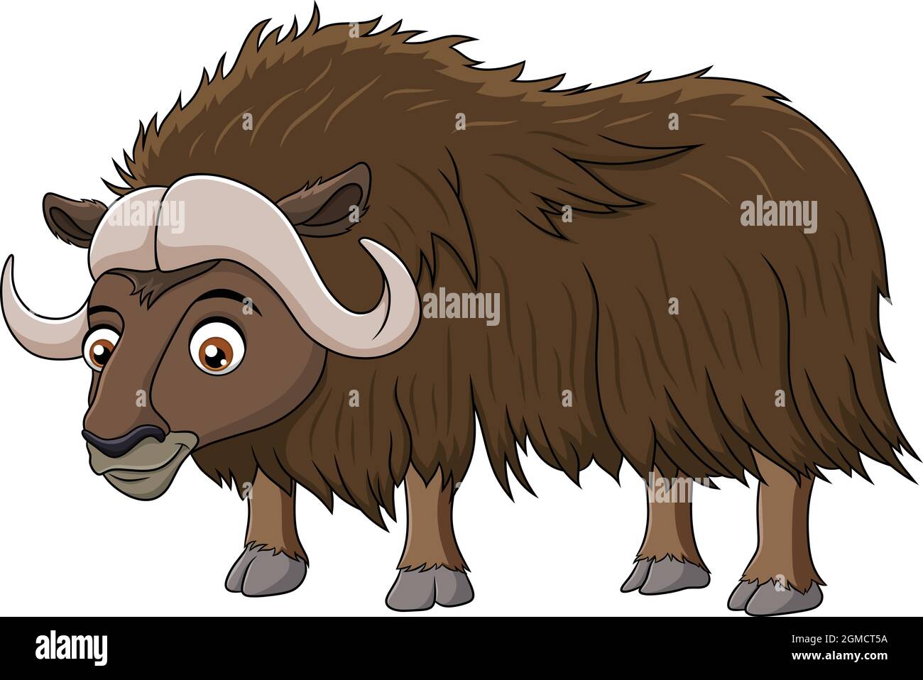 Cute Muskox cartoon vector illustration Stock Vector