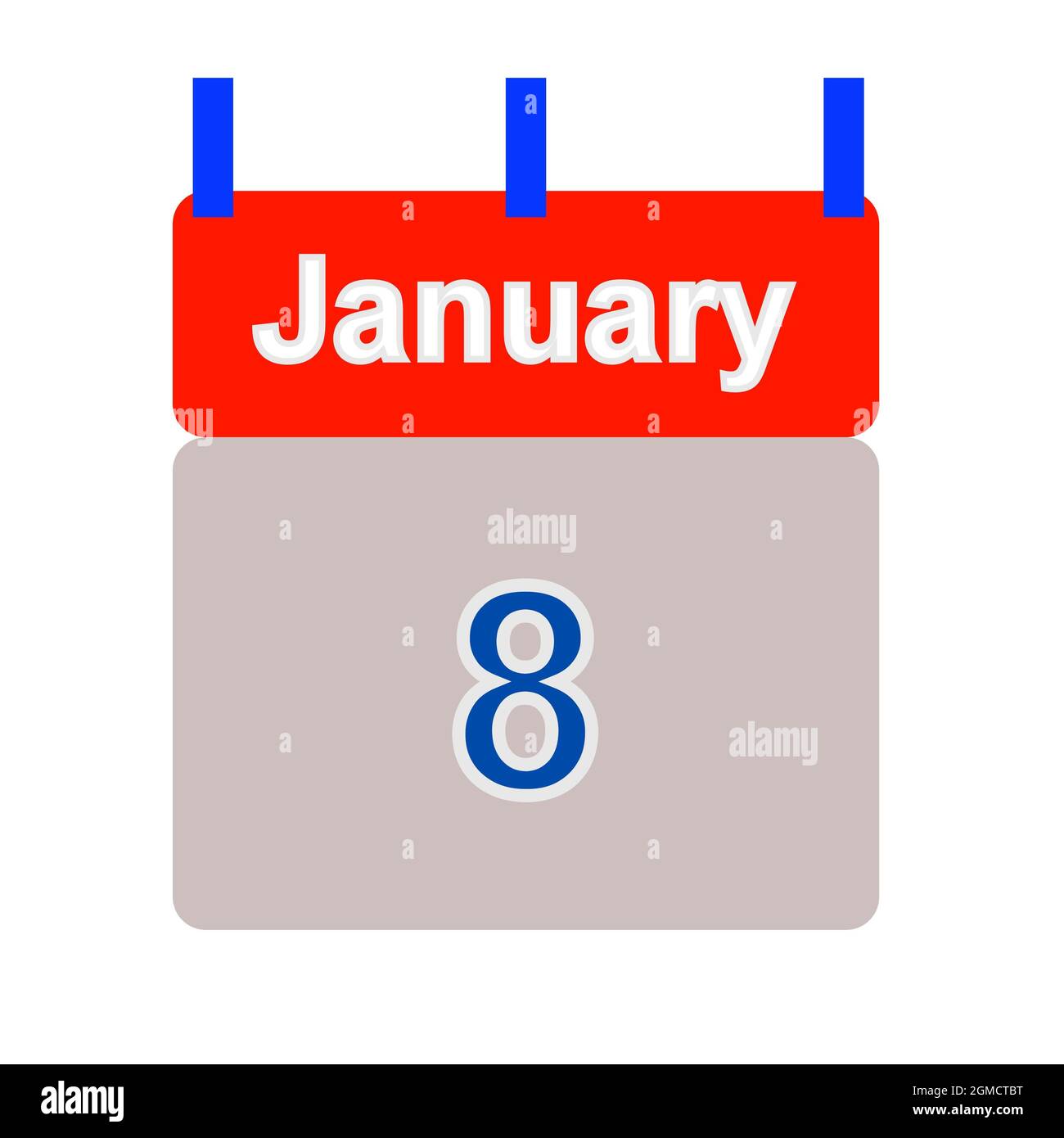 calendar tab dated January 8th illustration Stock Photo Alamy