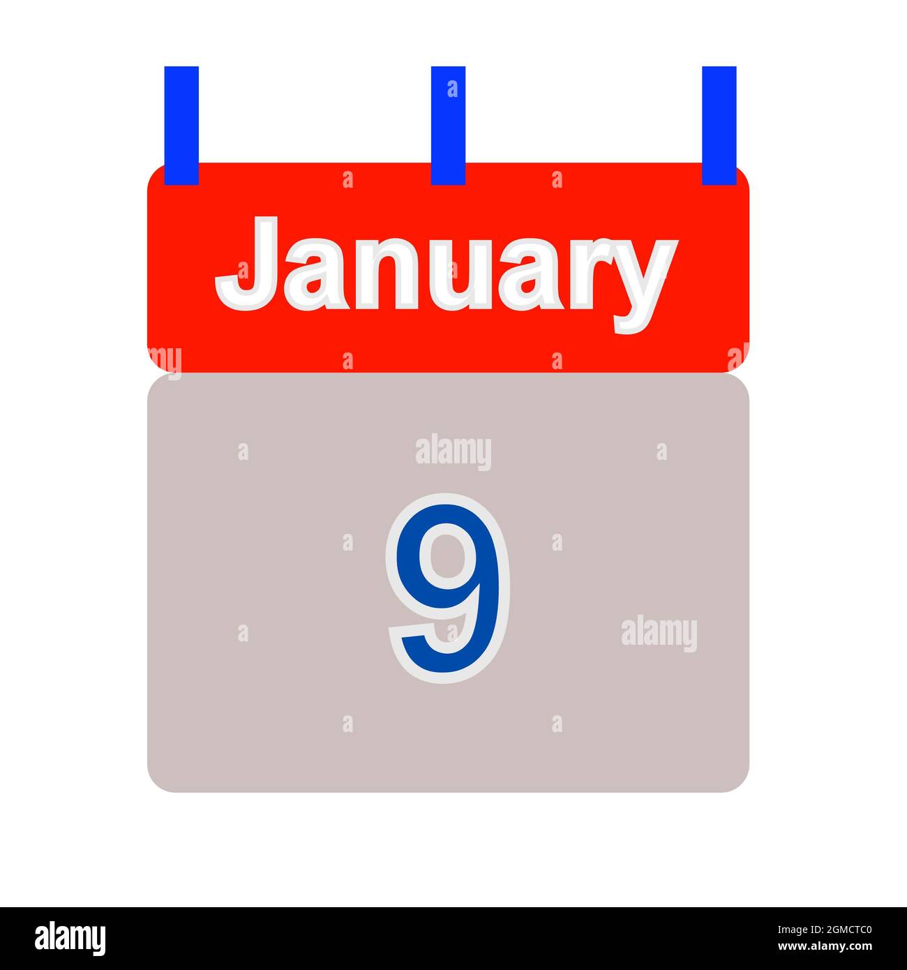 calendar tab dated January 9th illustration Stock Photo Alamy