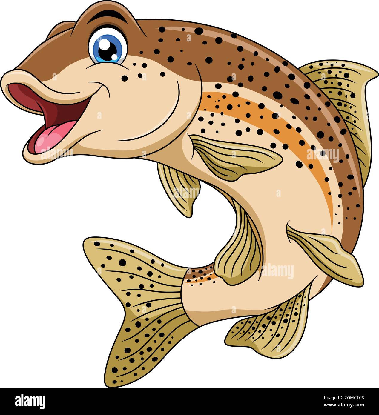 Cute Trout fish cartoon vector illustration Stock Vector