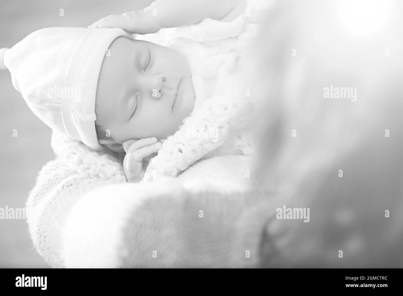 Newborn baby girl sleeping on a soft pillow Stock Photo Alamy