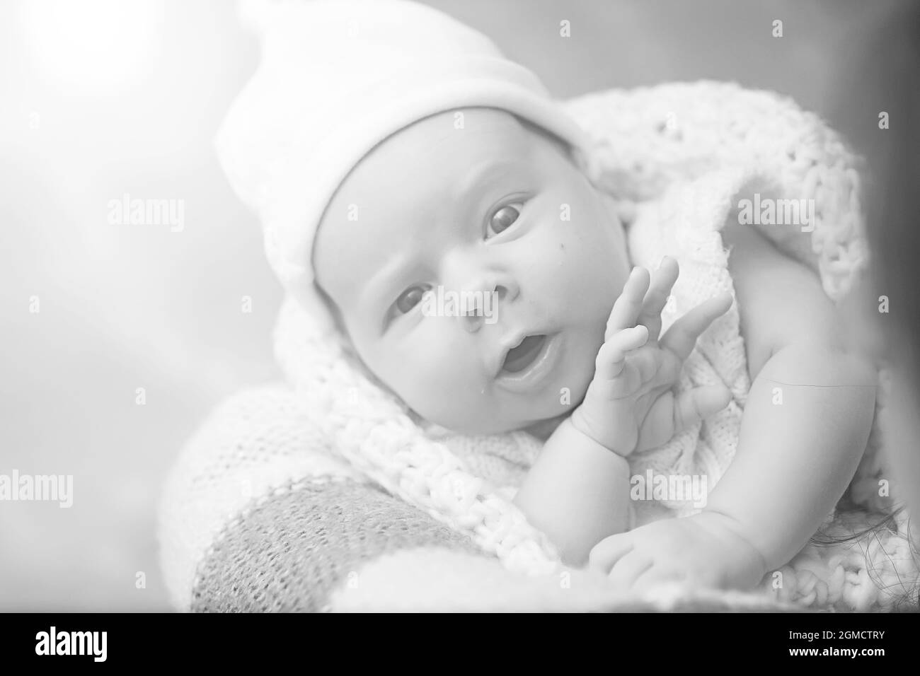 Newborn baby girl sleeping on a soft pillow Stock Photo Alamy
