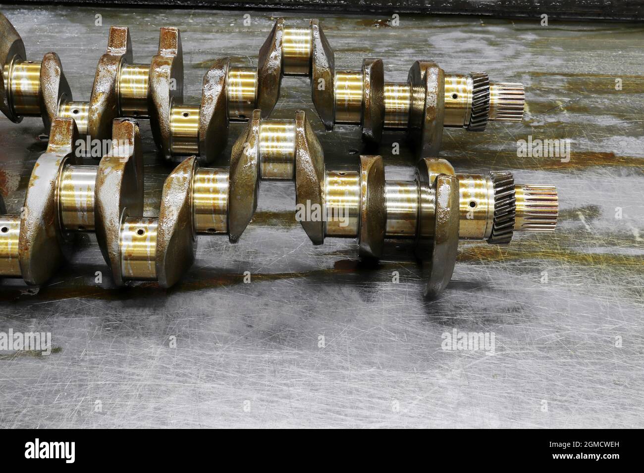 mechanical and engineering concept.. New engine crankshaft Stock Photo