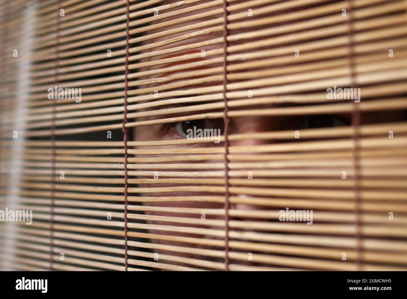 Man peering through blinds hires stock photography and images Alamy