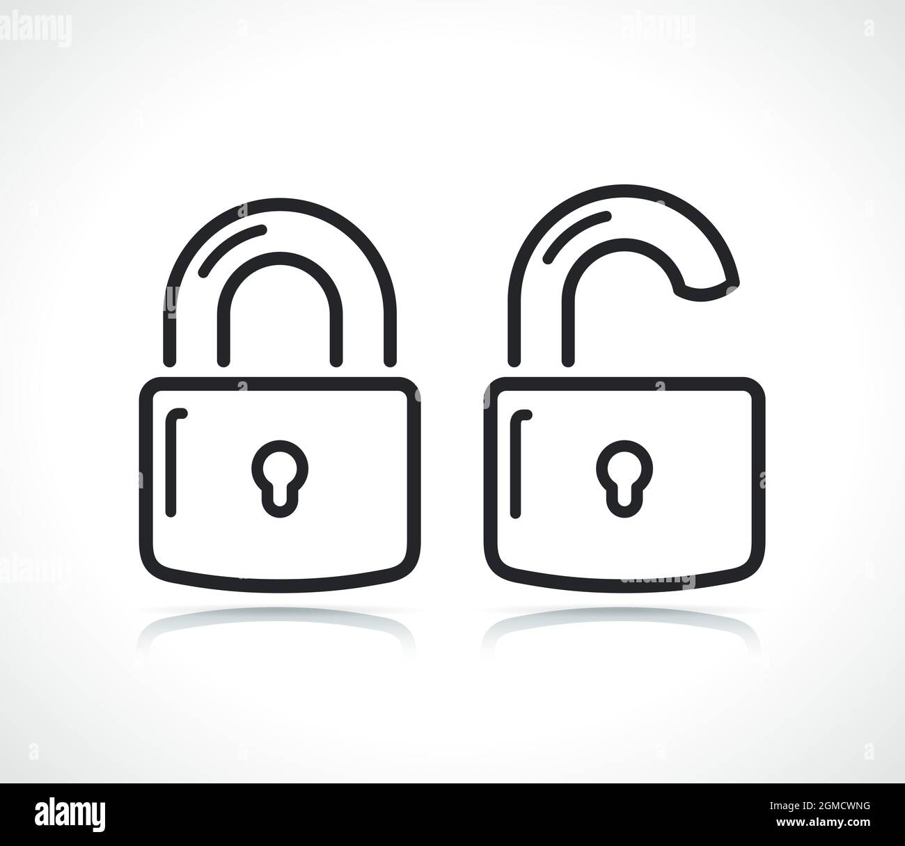 Unlock icon outline style thin line creative Vector Image