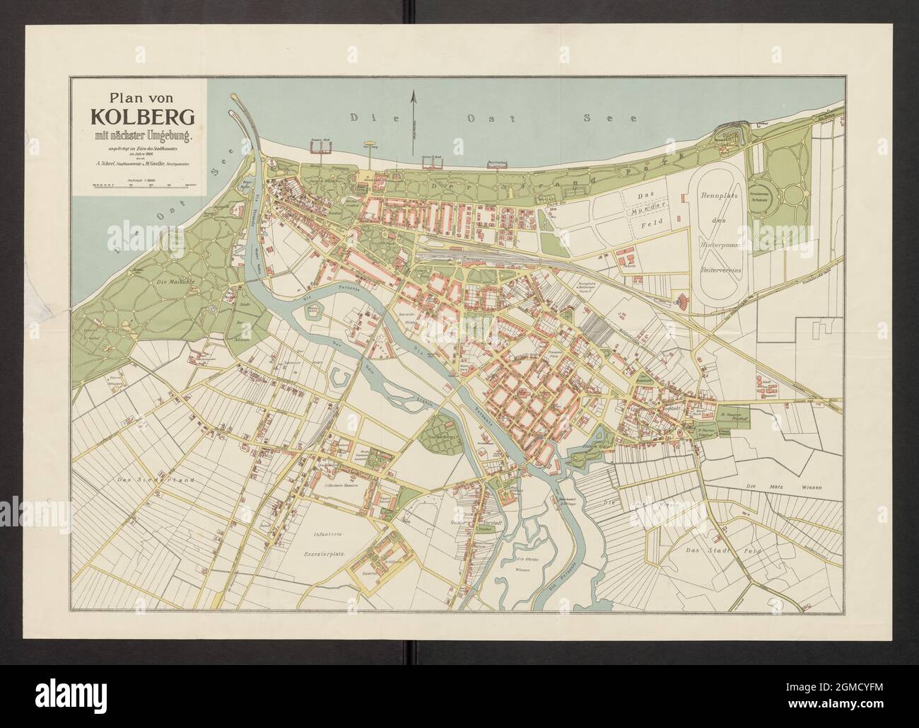 Kolobrzeg Map, Map of Kolobrzeg, Old Kolobrzeg Map, Vintage Kolobrzeg Map, Retro Kolobrzeg Map, Old Map of Kolobrzeg, Retro Map of Kolobrzeg Stock Photo