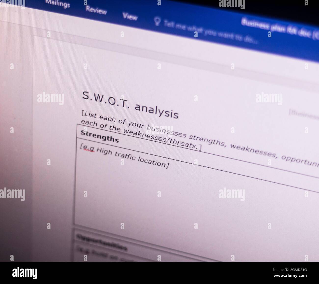 Shot of a SWOT analysis table on computer screen Stock Photo - Alamy