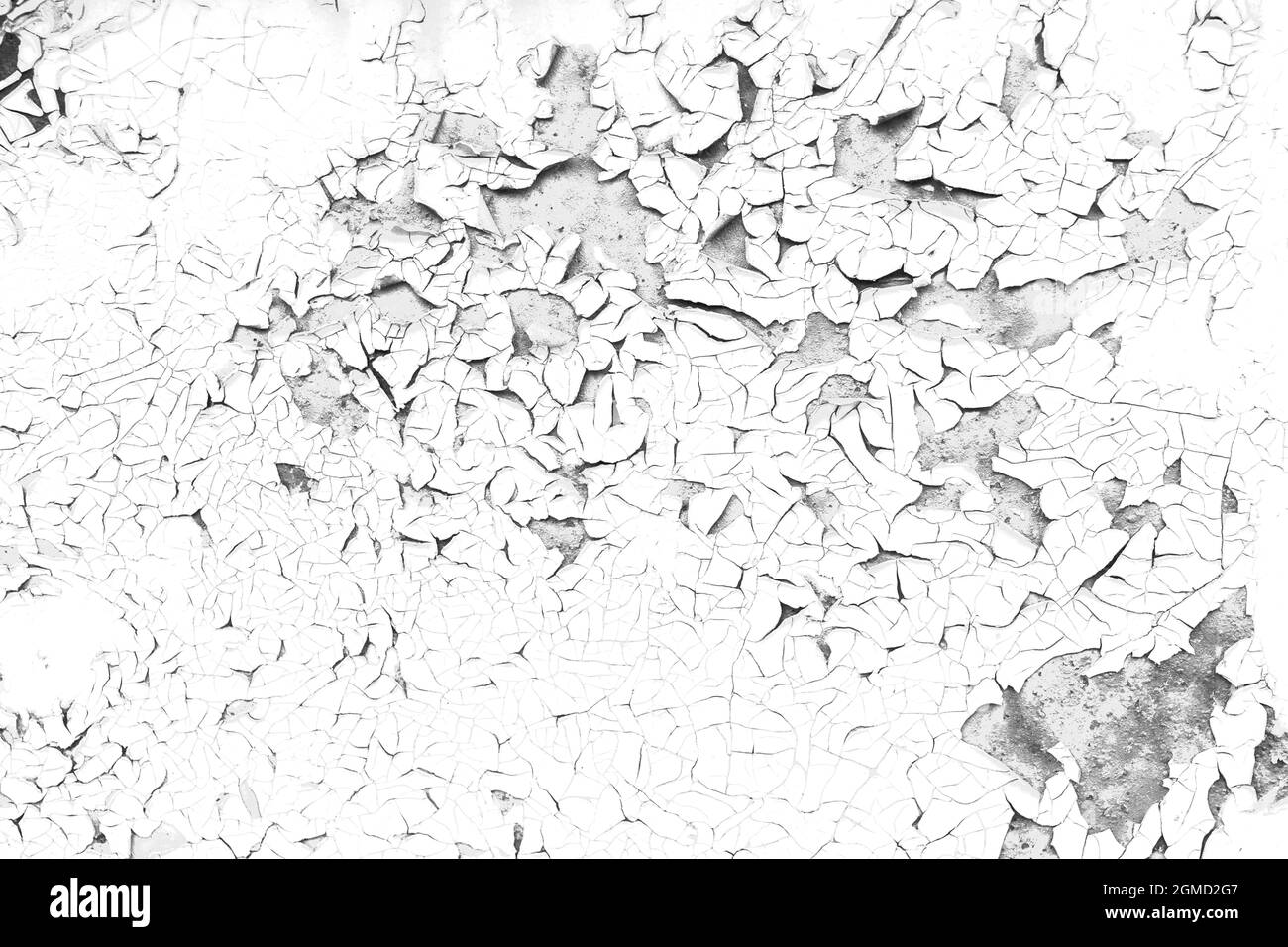 Cracked painted background. Grunge contrast black and white texture template for overlay artwork. Stock Photo